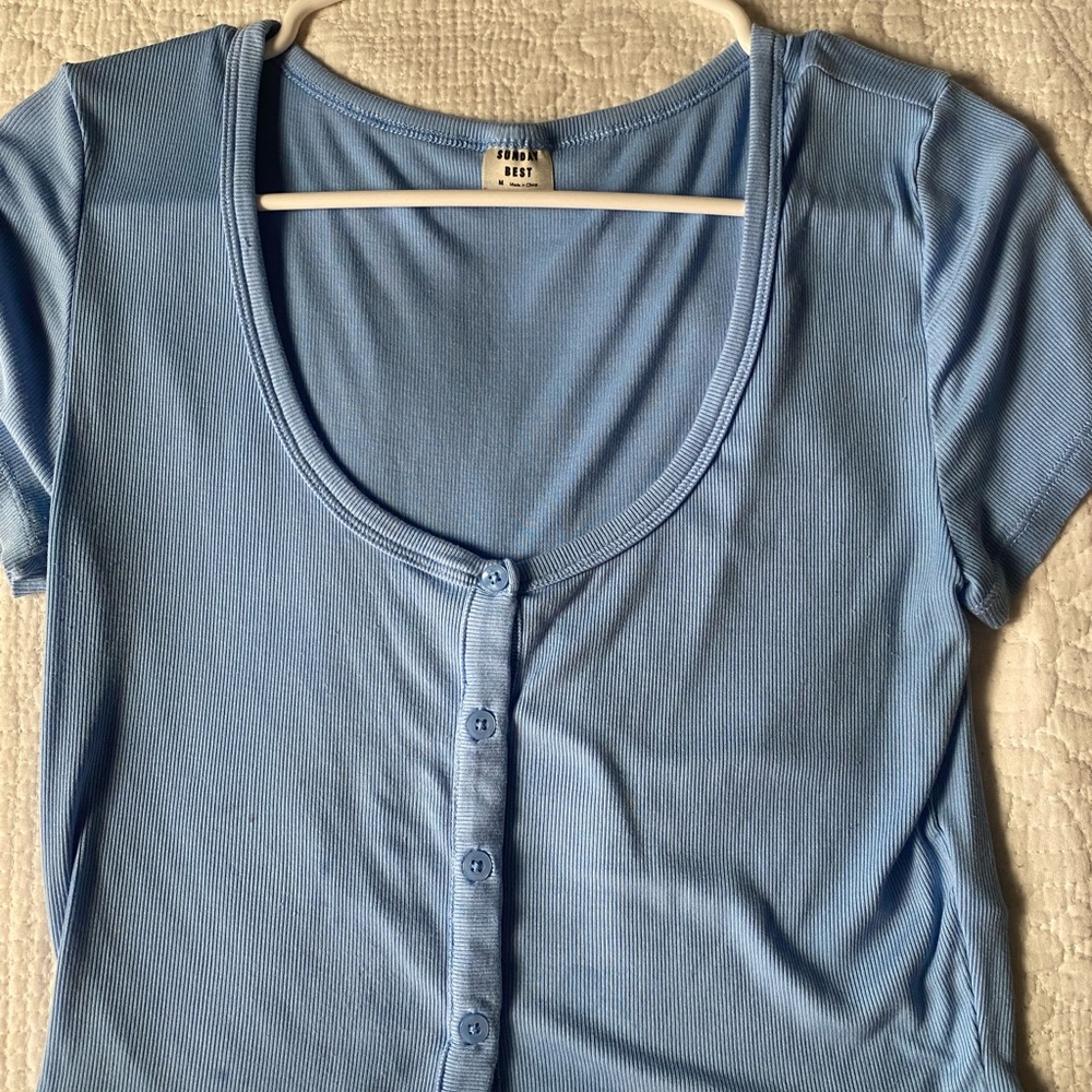 Sunday Best Light Blue Cropped Shirt